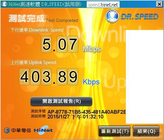 Hinet-ADSL測速20150127.jpg