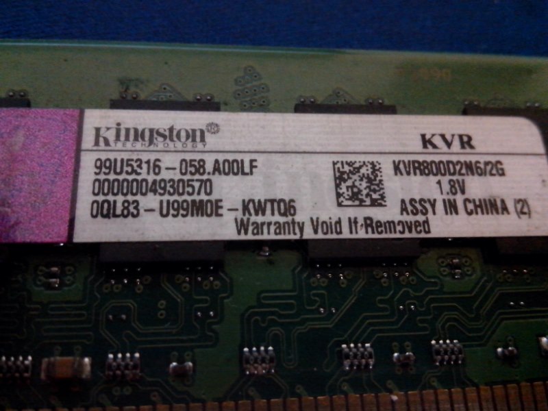 金士頓 DDR2-800 2G (終身保固) $350