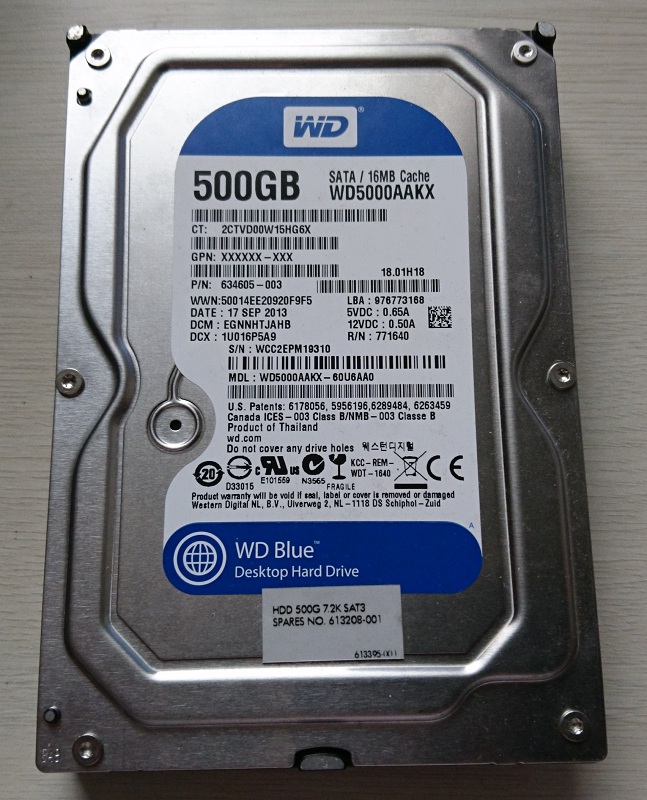 WD 500GB HDD