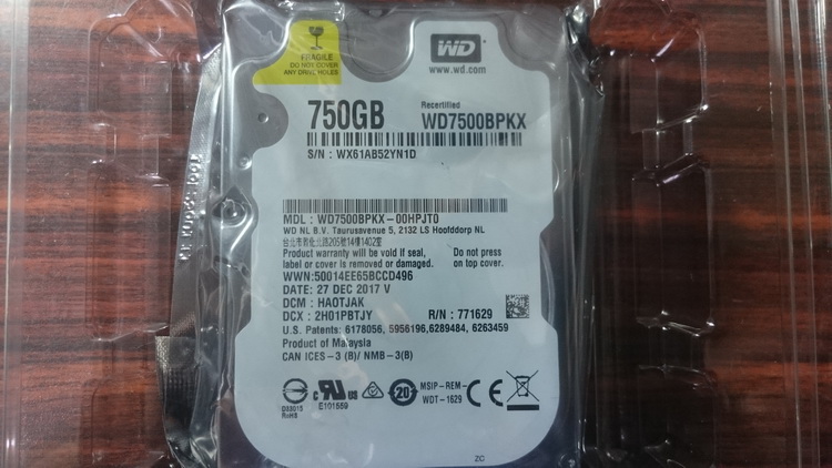 WD 2.5吋 黑標 WD7500BPKX 750G 換新良品