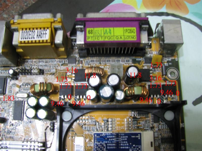 cpu供電電路MOSFET電壓測量,以及旁邊ICS晶片第一腳測量
