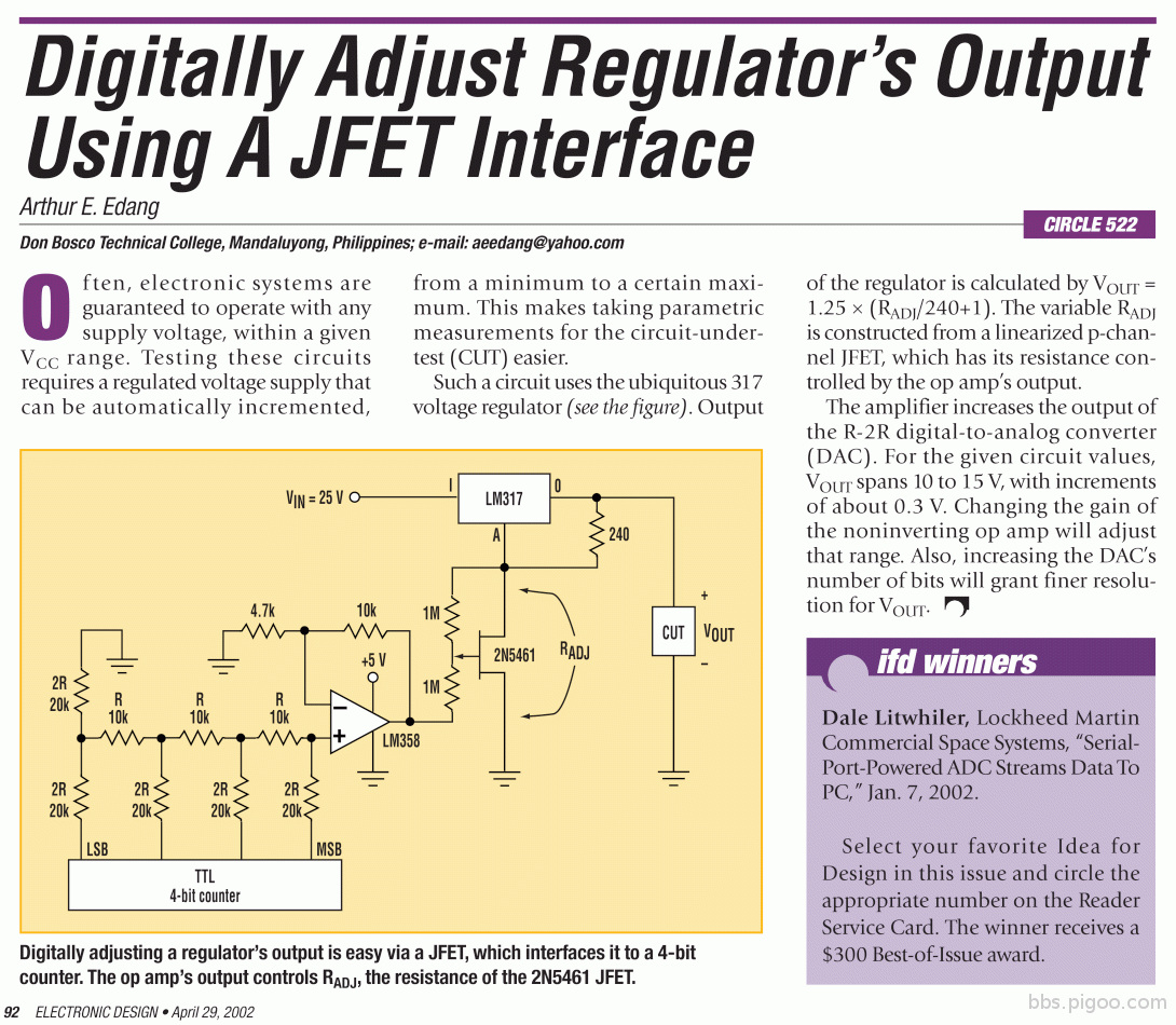 EDN-Digitally Adjust Regulator's Output Using A JFET Interface.gif