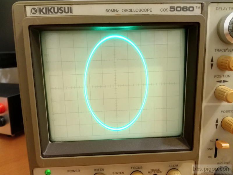 補上一個 sin wave in X and cos wave in Y for X/Y mode