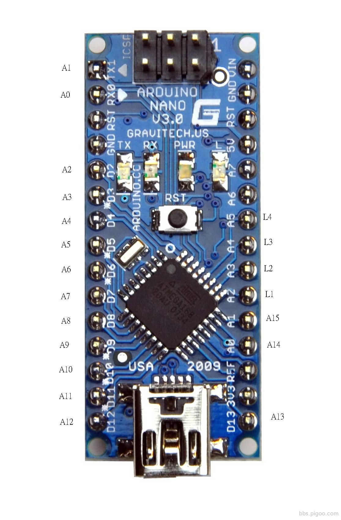 Arduino NANO接腳圖